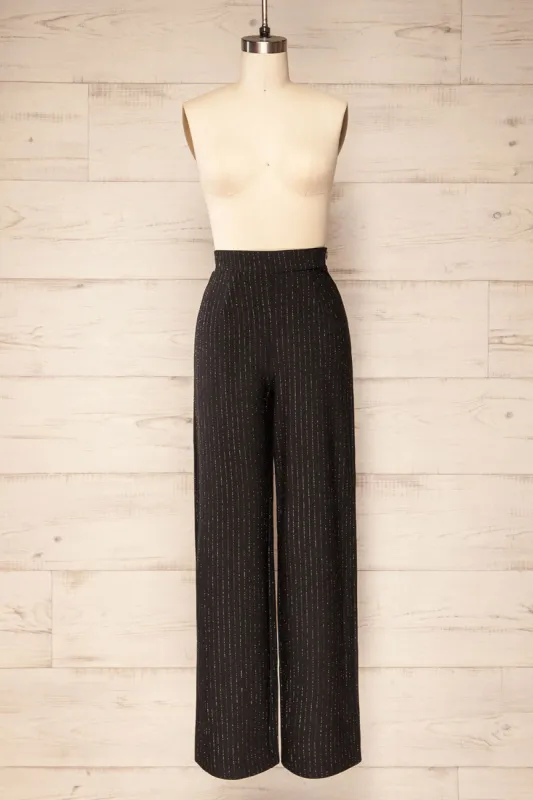 Pokhara | Glitter Striped Black Pants sold by Boutique 1861