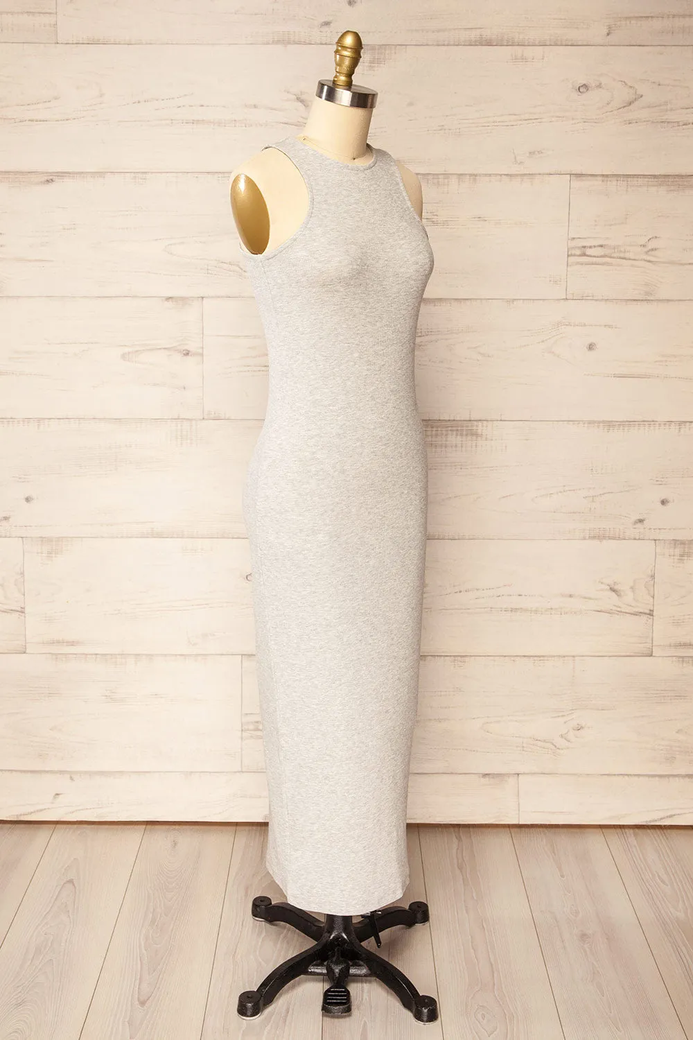 Daegu Grey | Long Fitted Ribbed Dress sold by Boutique 1861 product image thumbnail 3