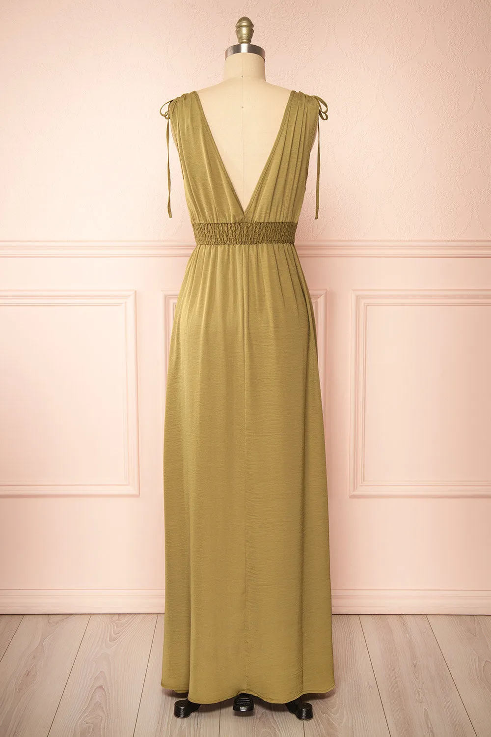 Cidra | Khaki Maxi Dress w/ V-Neck sold by Boutique 1861 product image thumbnail 5