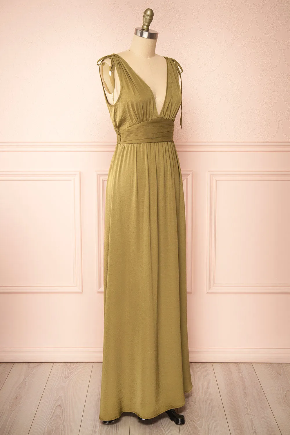 Cidra | Khaki Maxi Dress w/ V-Neck sold by Boutique 1861 product image thumbnail 3