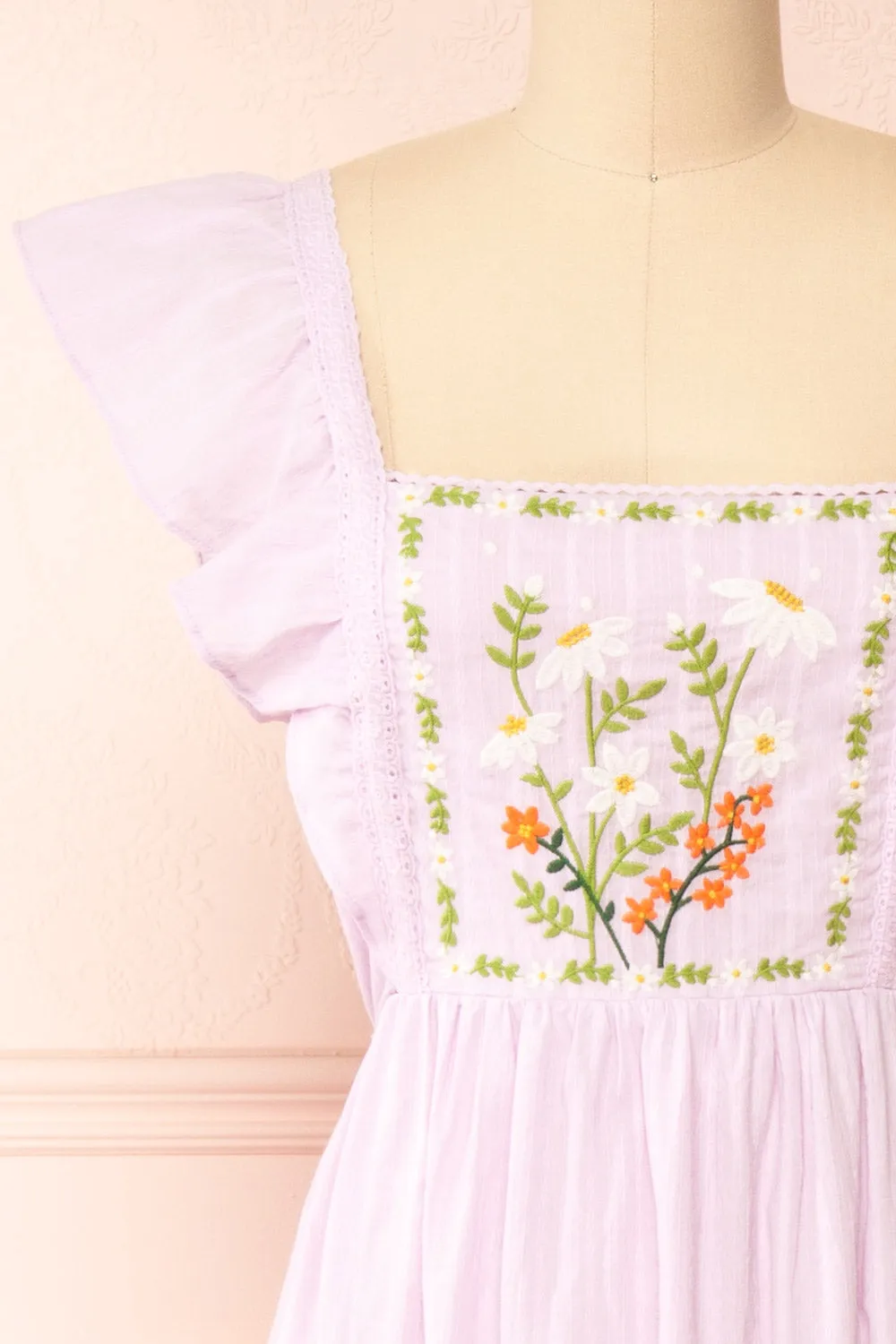 Thora Lilac | Midi Dress w/ Floral Embroidery sold by Boutique 1861 product image thumbnail 3