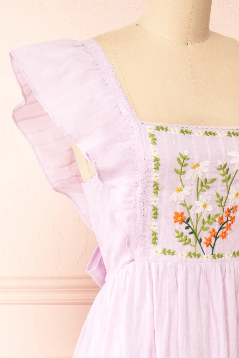 Thora Lilac | Midi Dress w/ Floral Embroidery sold by Boutique 1861 product image thumbnail 5