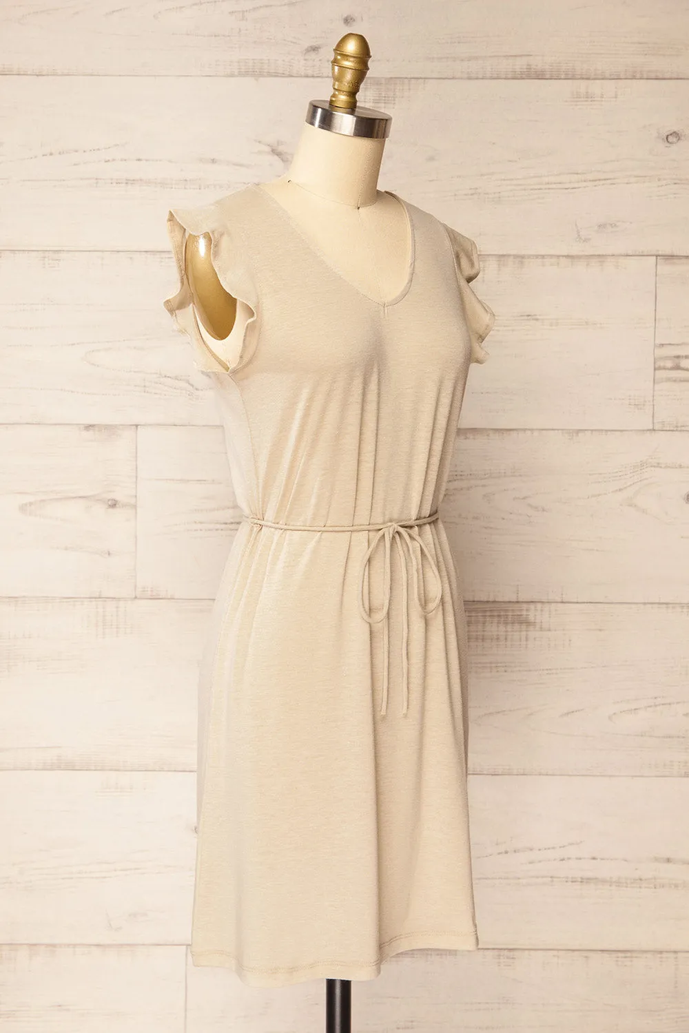 Clarice Beige | Short Sleeveless Dress sold by Boutique 1861 product image thumbnail 3