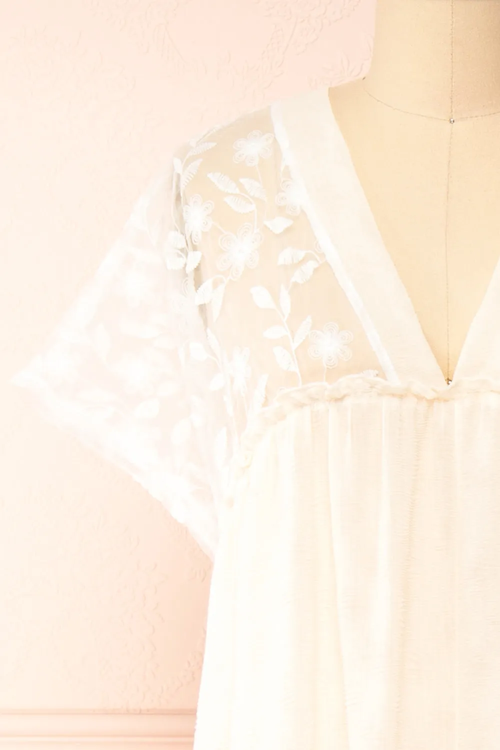 Ailee | Beige & White Tiered Midi Dress w/ Embroidery sold by Boutique 1861 product image thumbnail 2