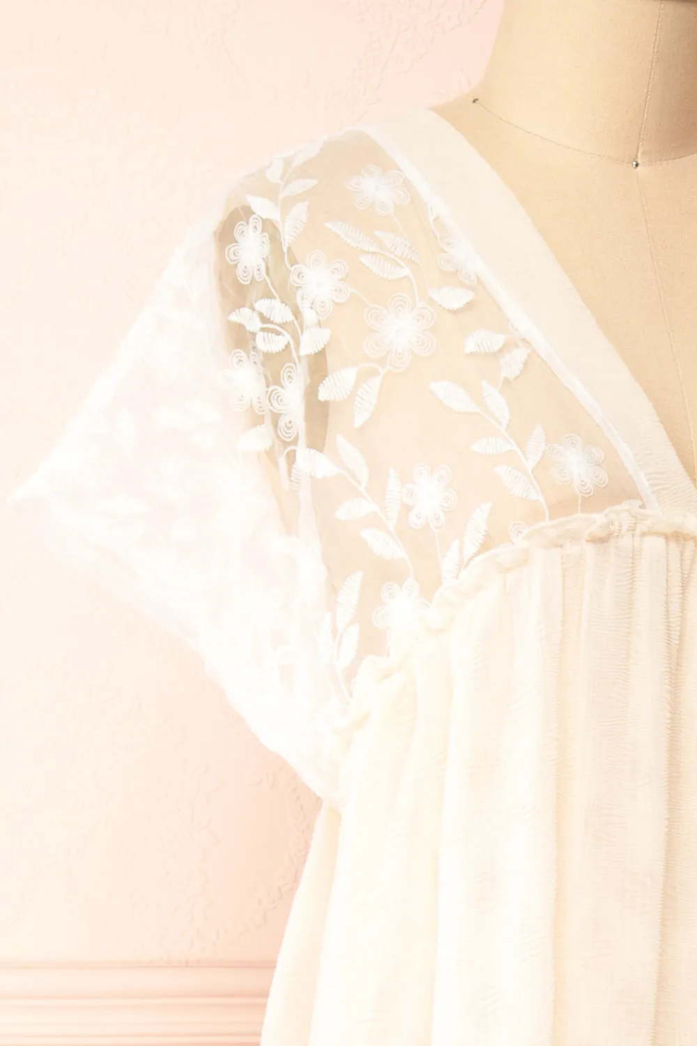 Ailee | Beige & White Tiered Midi Dress w/ Embroidery sold by Boutique 1861 product image thumbnail 4