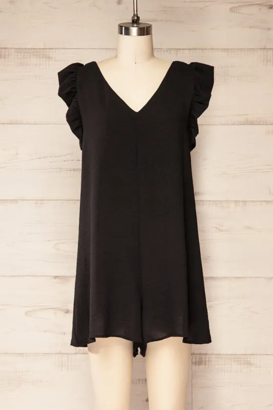 Painswick | Black Romper w/ Open Back sold by Boutique 1861