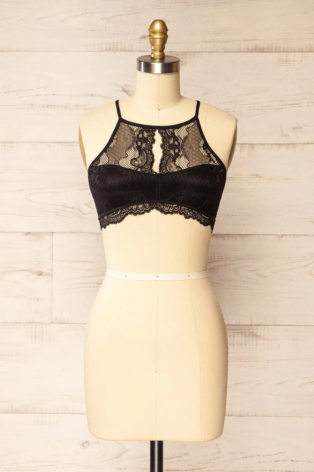 Maven | Black Lace Halter Bralette sold by Boutique 1861