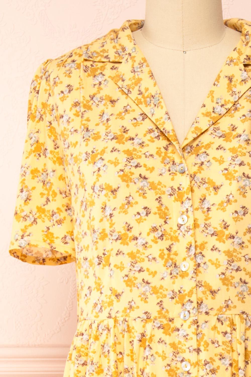 Hayal Yellow | Buttoned Floral Midi Shirt Dress sold by Boutique 1861 product image thumbnail 2