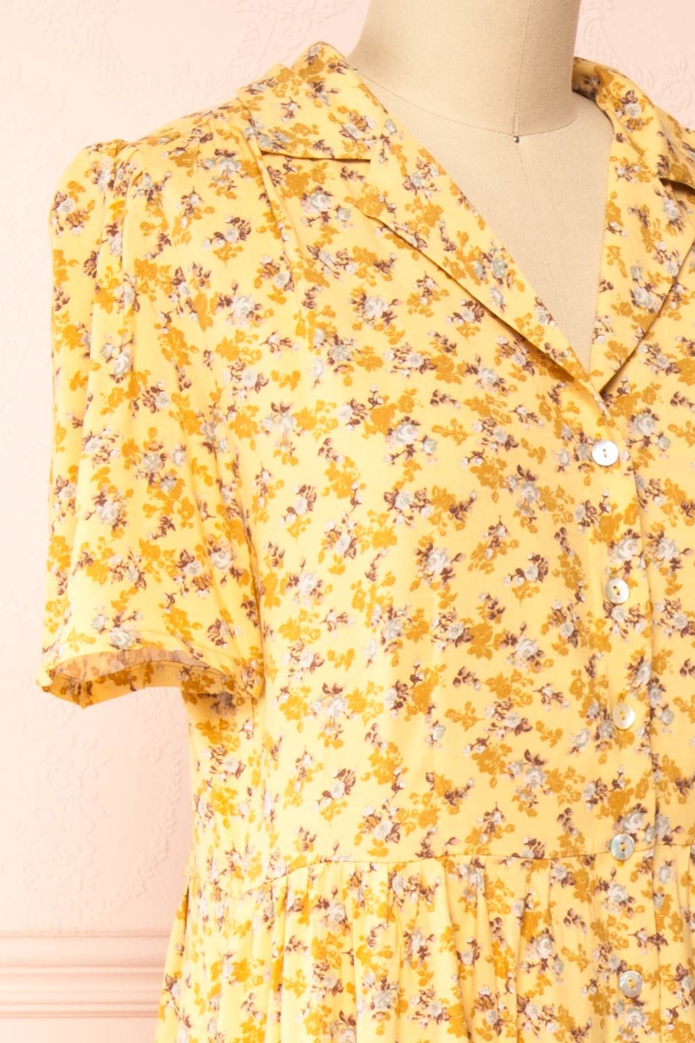 Hayal Yellow | Buttoned Floral Midi Shirt Dress sold by Boutique 1861 product image thumbnail 4