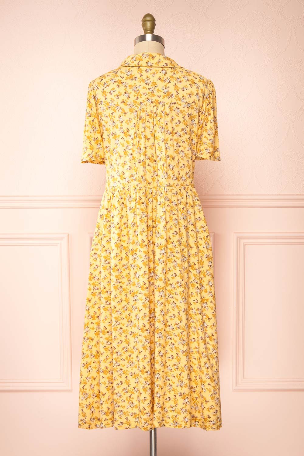 Hayal Yellow | Buttoned Floral Midi Shirt Dress sold by Boutique 1861 product image thumbnail 5