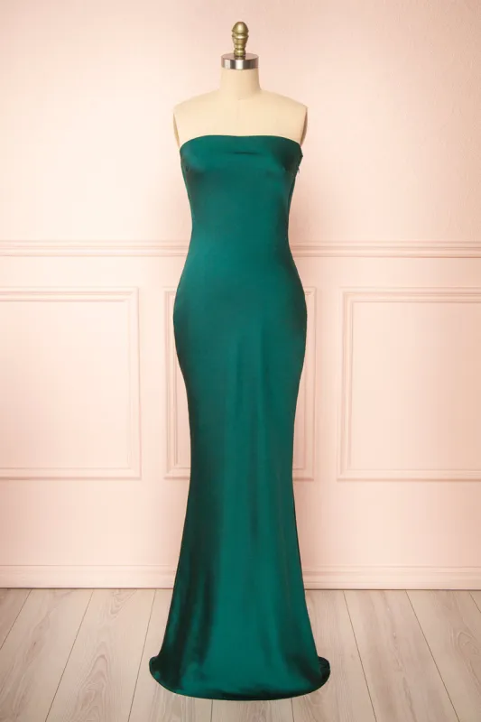 Melya | Green Mermaid Maxi Dress w/ Open Back sold by Boutique 1861