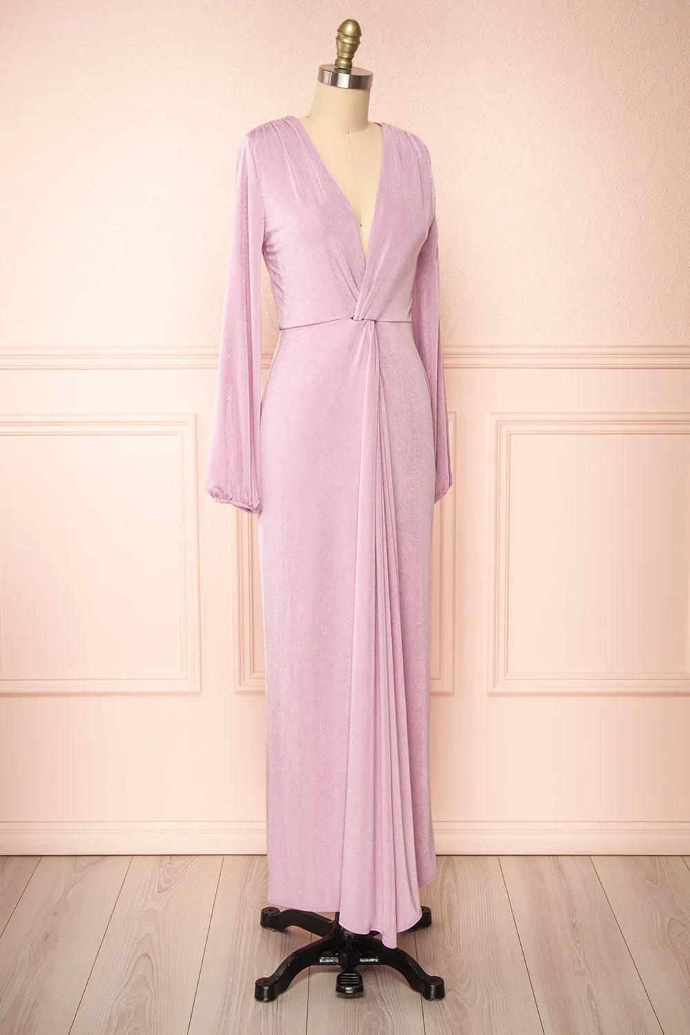 Shaina | Knot Front Lilac Maxi Dress sold by Boutique 1861 product image thumbnail 3