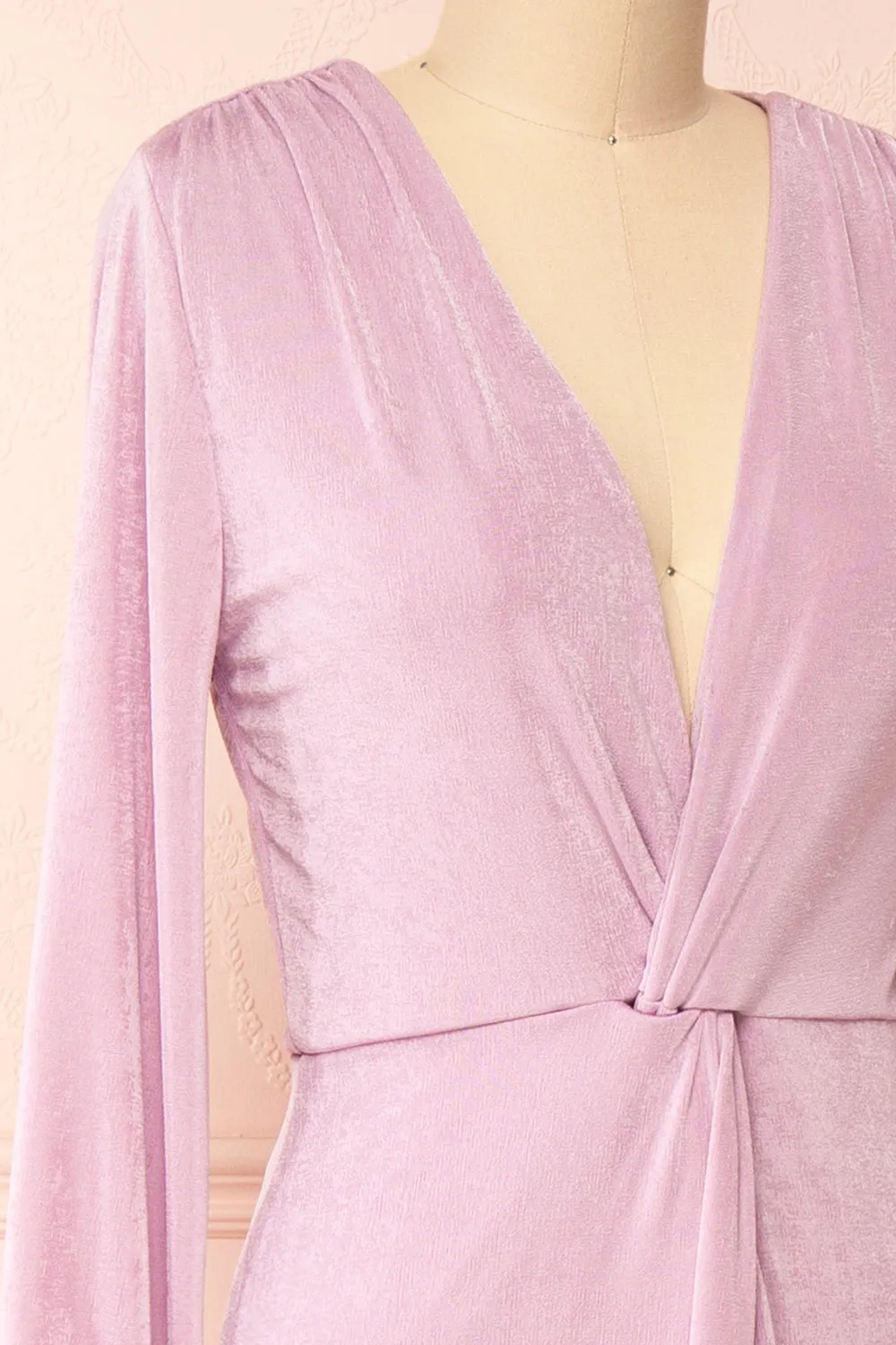 Shaina | Knot Front Lilac Maxi Dress sold by Boutique 1861 product image thumbnail 4