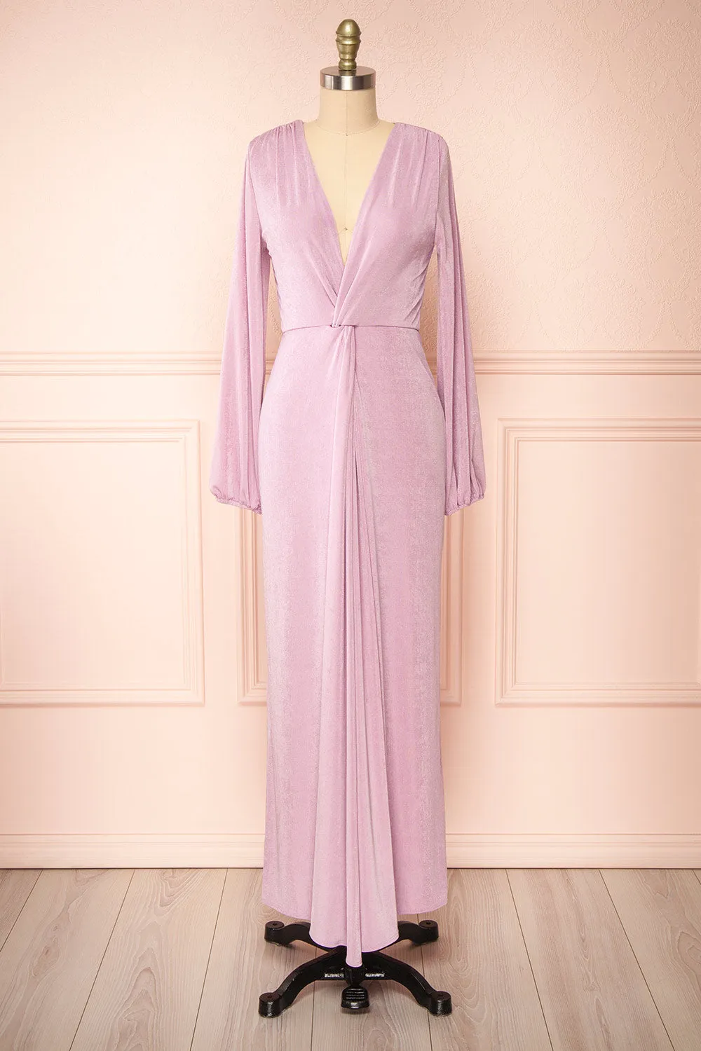 Shaina | Knot Front Lilac Maxi Dress sold by Boutique 1861