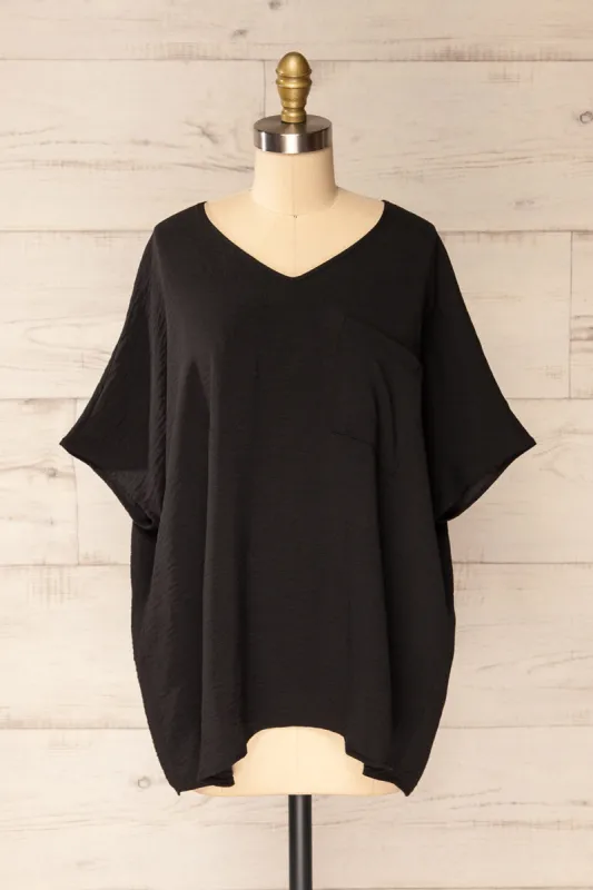 Haifa Black | Oversized Short Batwing Sleeve Top sold by Boutique 1861