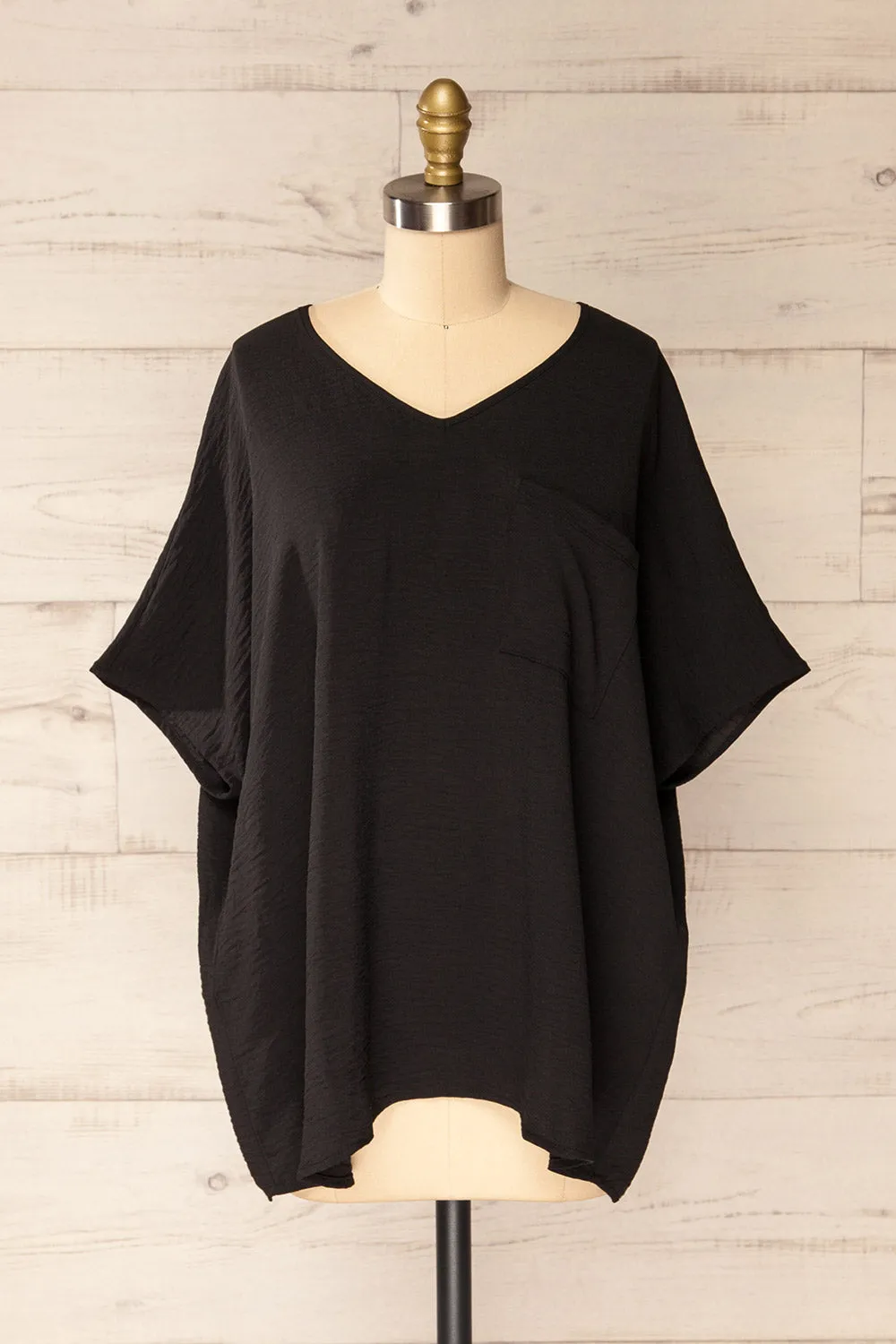 Haifa Black | Oversized Short Batwing Sleeve Top sold by Boutique 1861
