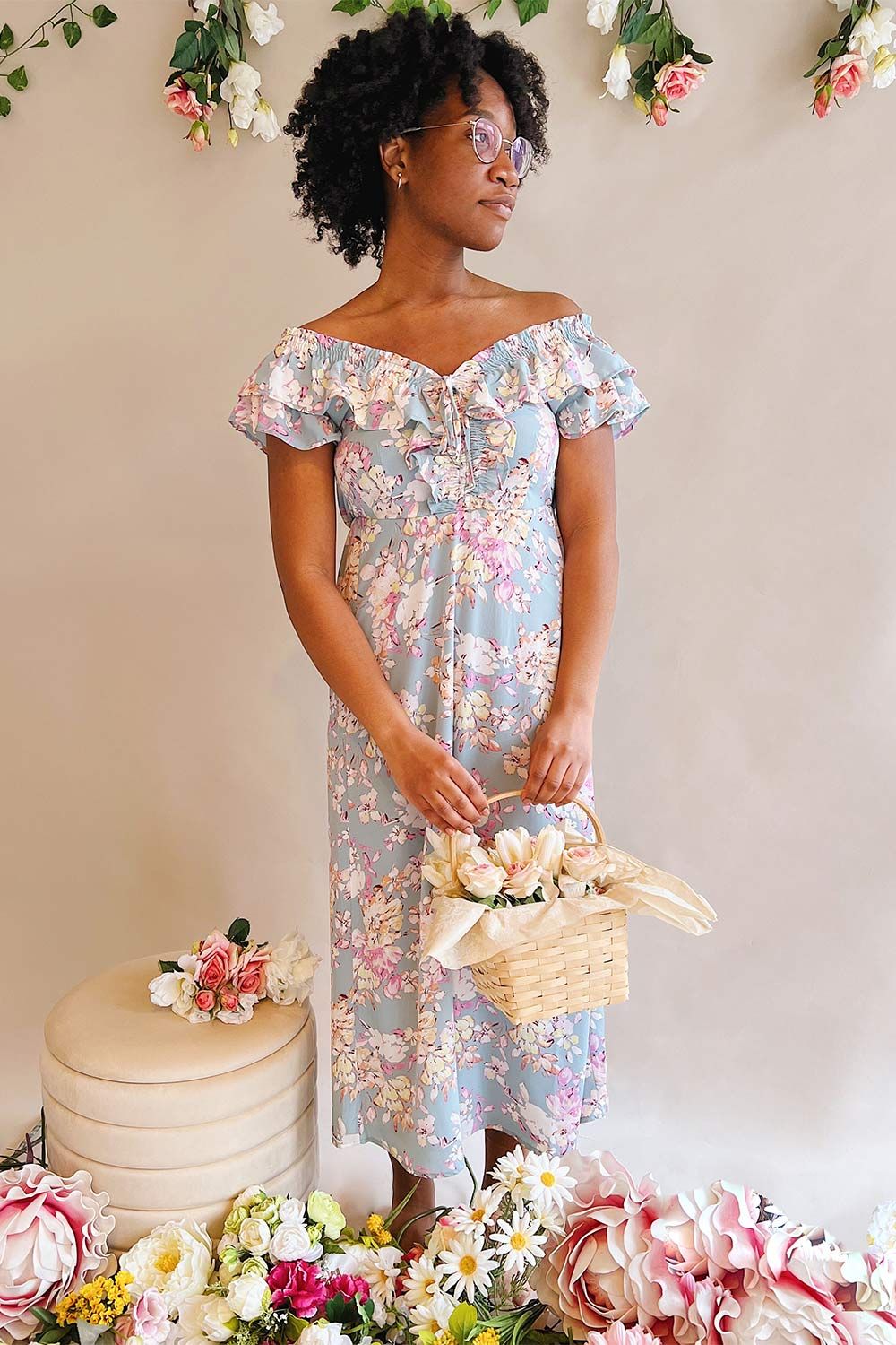 Nicole Blue | Floral Midi Dress w/ Ruffles sold by Boutique 1861 product image thumbnail 2