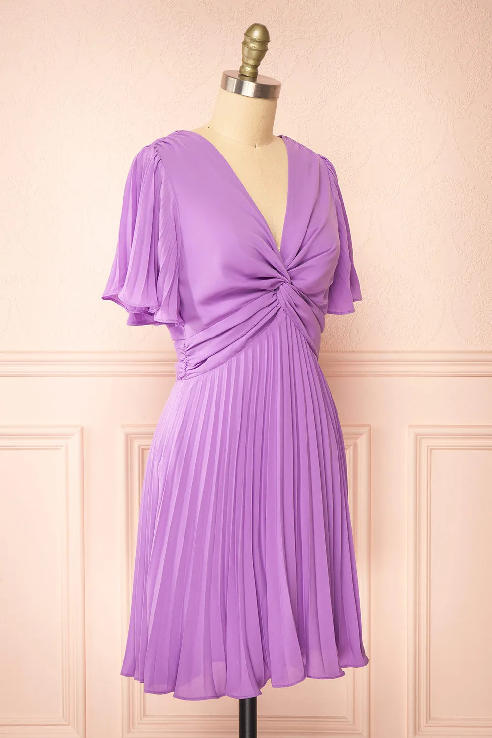 Loubna | Short Purple Pleated Dress sold by Boutique 1861 product image thumbnail 3