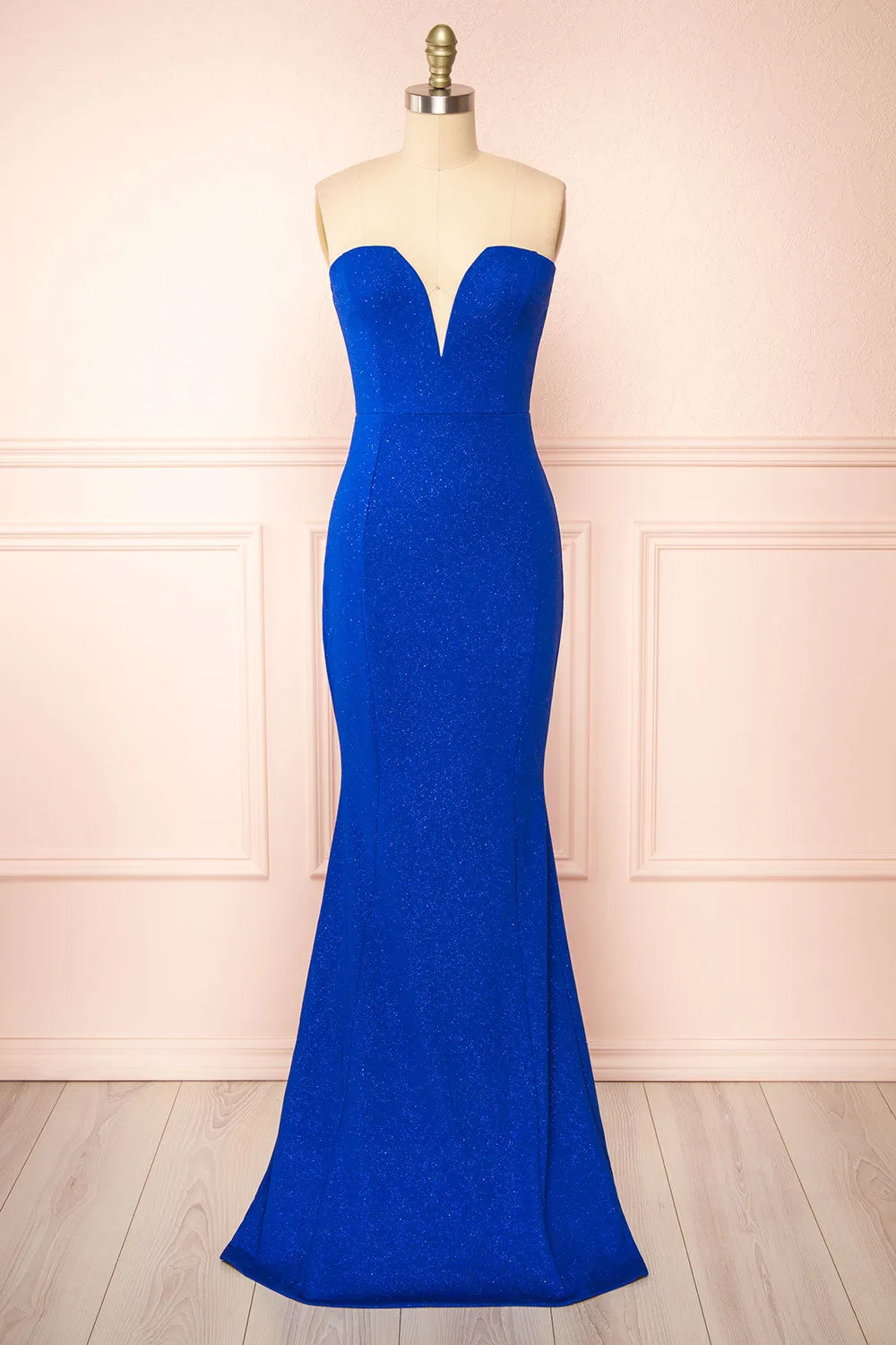 Norcia Blue | Shimmery Bustier Mermaid Maxi Dress sold by Boutique 1861