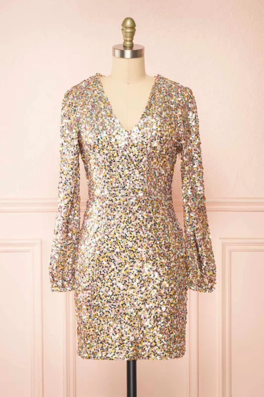 Lumiana | Short Fitted Multicolor Sequins Dress sold by Boutique 1861