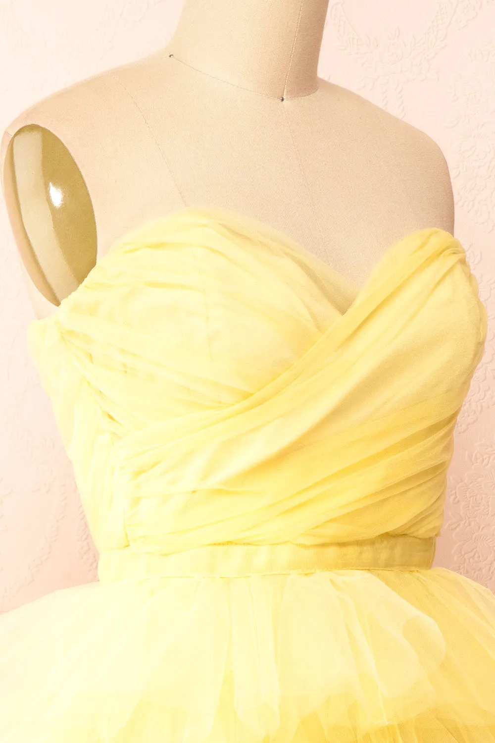Myrah Yellow | Strapless Tiered Tulle Short Dress sold by Boutique 1861 product image thumbnail 4