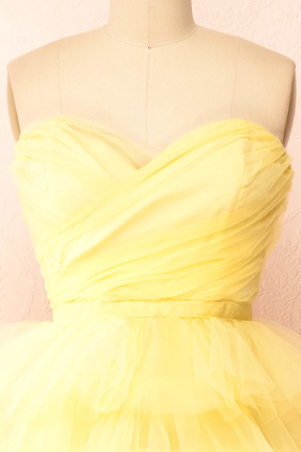 Myrah Yellow | Strapless Tiered Tulle Short Dress sold by Boutique 1861 product image thumbnail 2