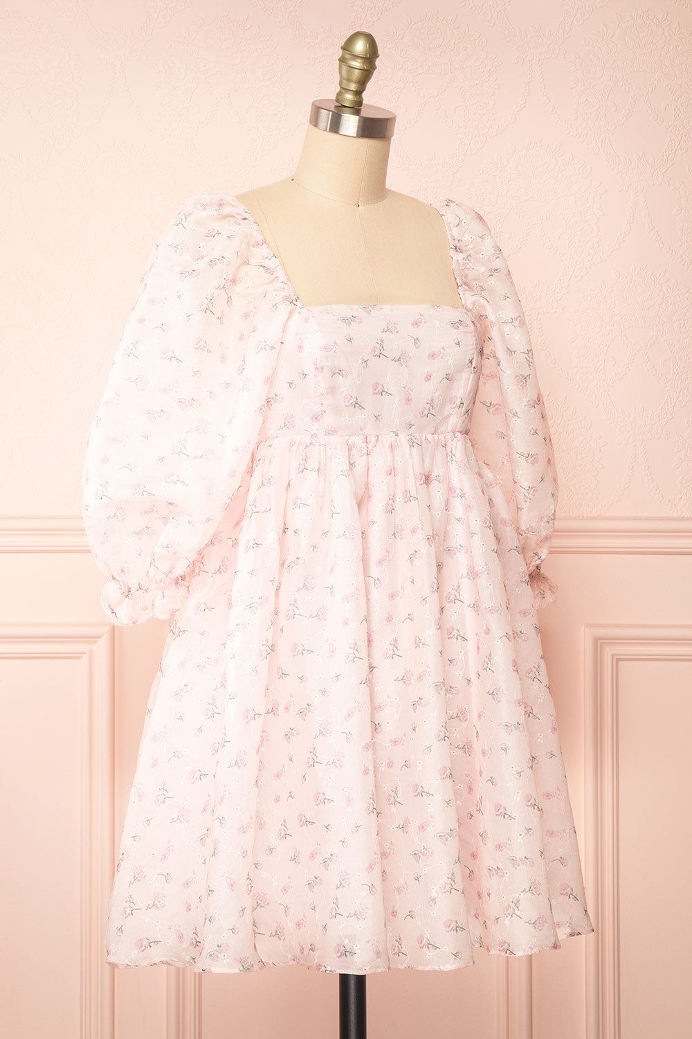 Basia | Short Floral Openwork Babydoll Dress sold by Boutique 1861 product image thumbnail 3