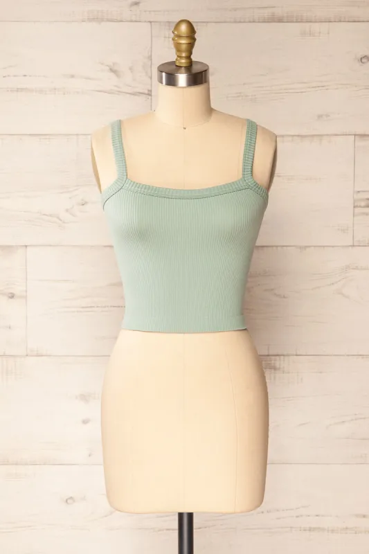 Bedarieu Sage | Cropped Ribbed Cami sold by Boutique 1861