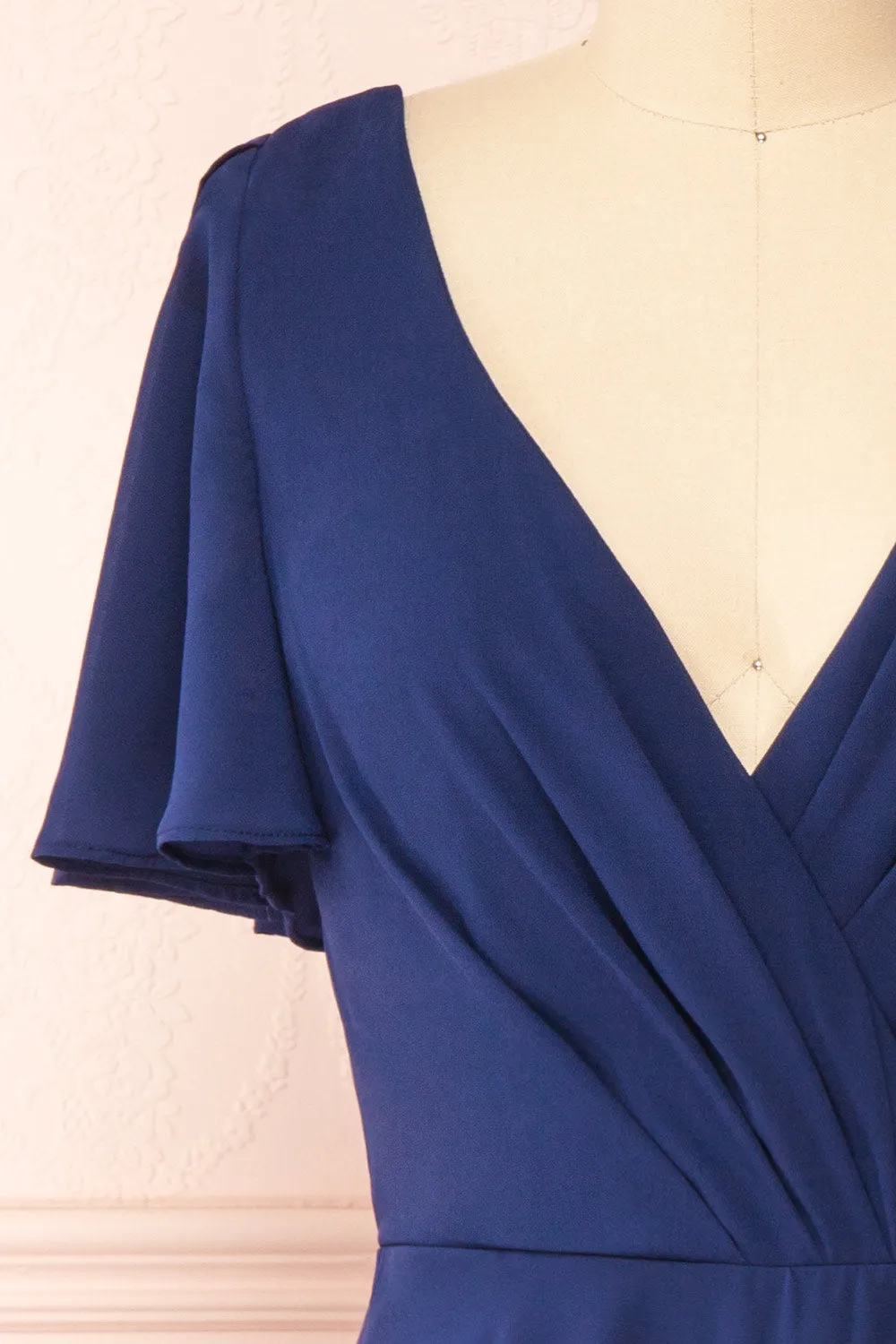 Adelie Navy | V-Neck Chiffon Midi Dress sold by Boutique 1861 product image thumbnail 5