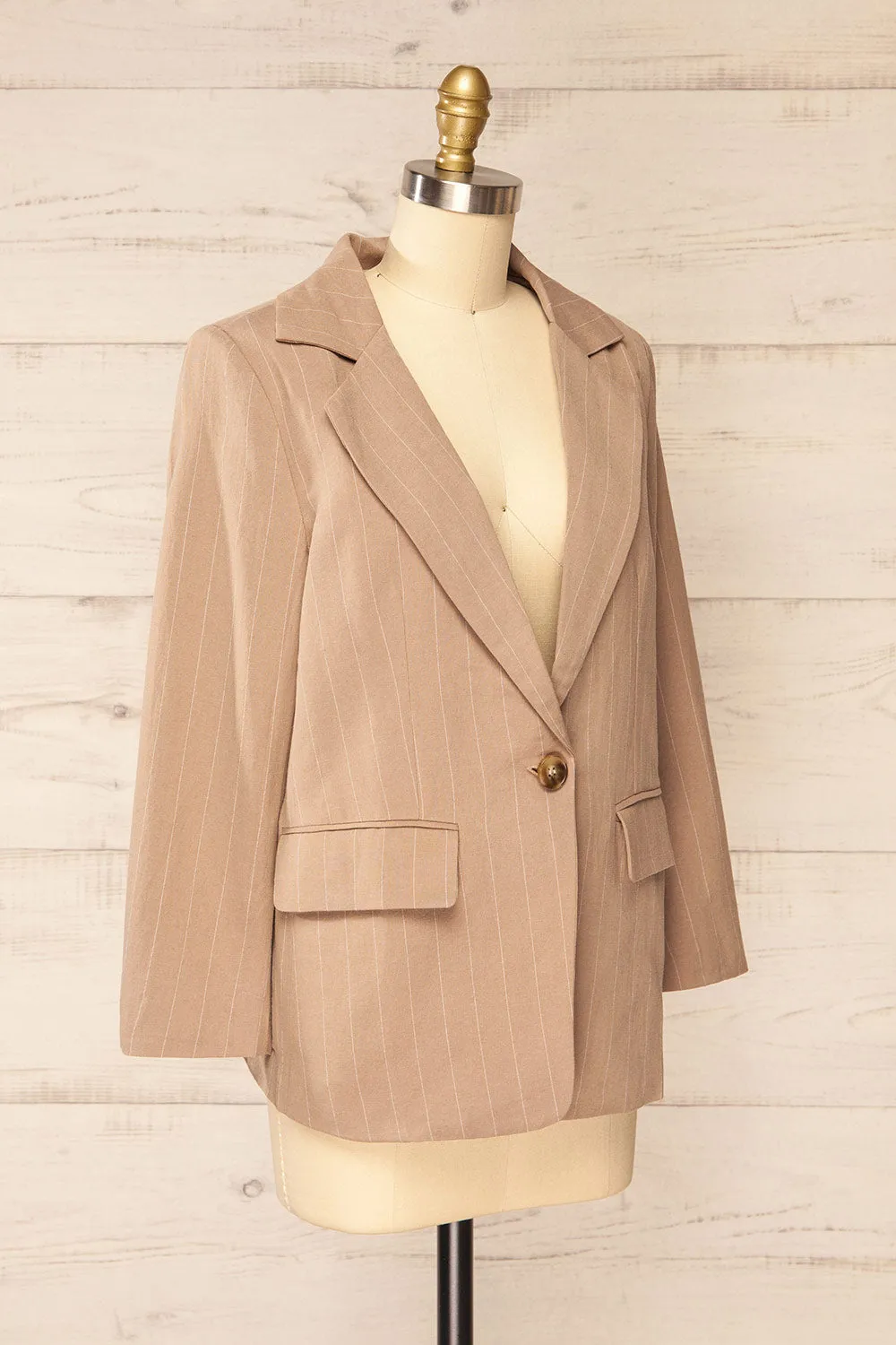 Lethbridge | Taupe Blazer w/ White Stripes sold by Boutique 1861 product image thumbnail 5