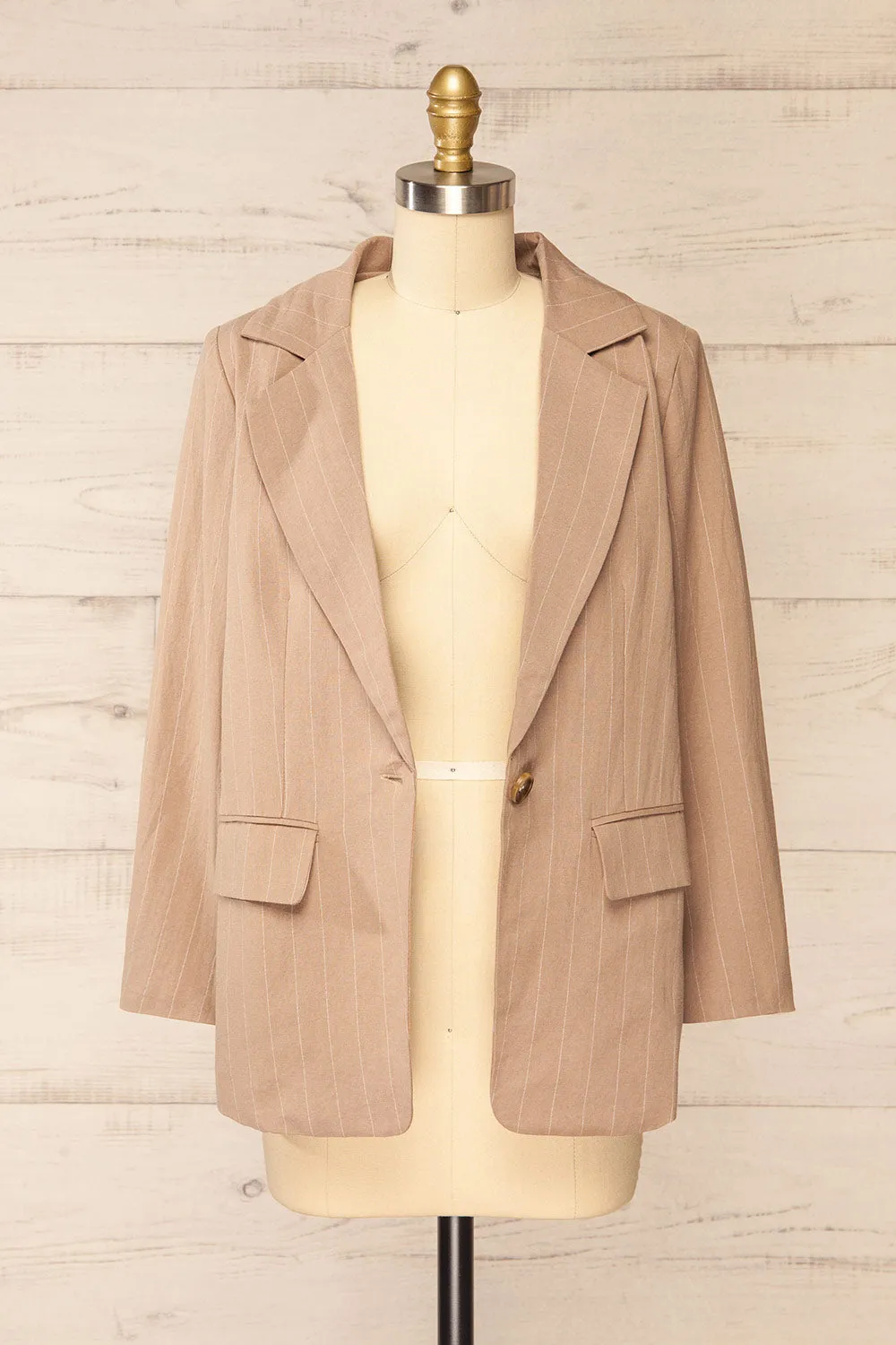 Lethbridge | Taupe Blazer w/ White Stripes sold by Boutique 1861 product image thumbnail 3