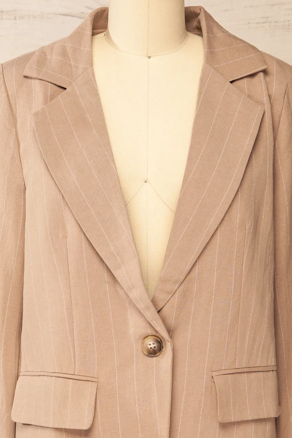 Lethbridge | Taupe Blazer w/ White Stripes sold by Boutique 1861 product image thumbnail 4