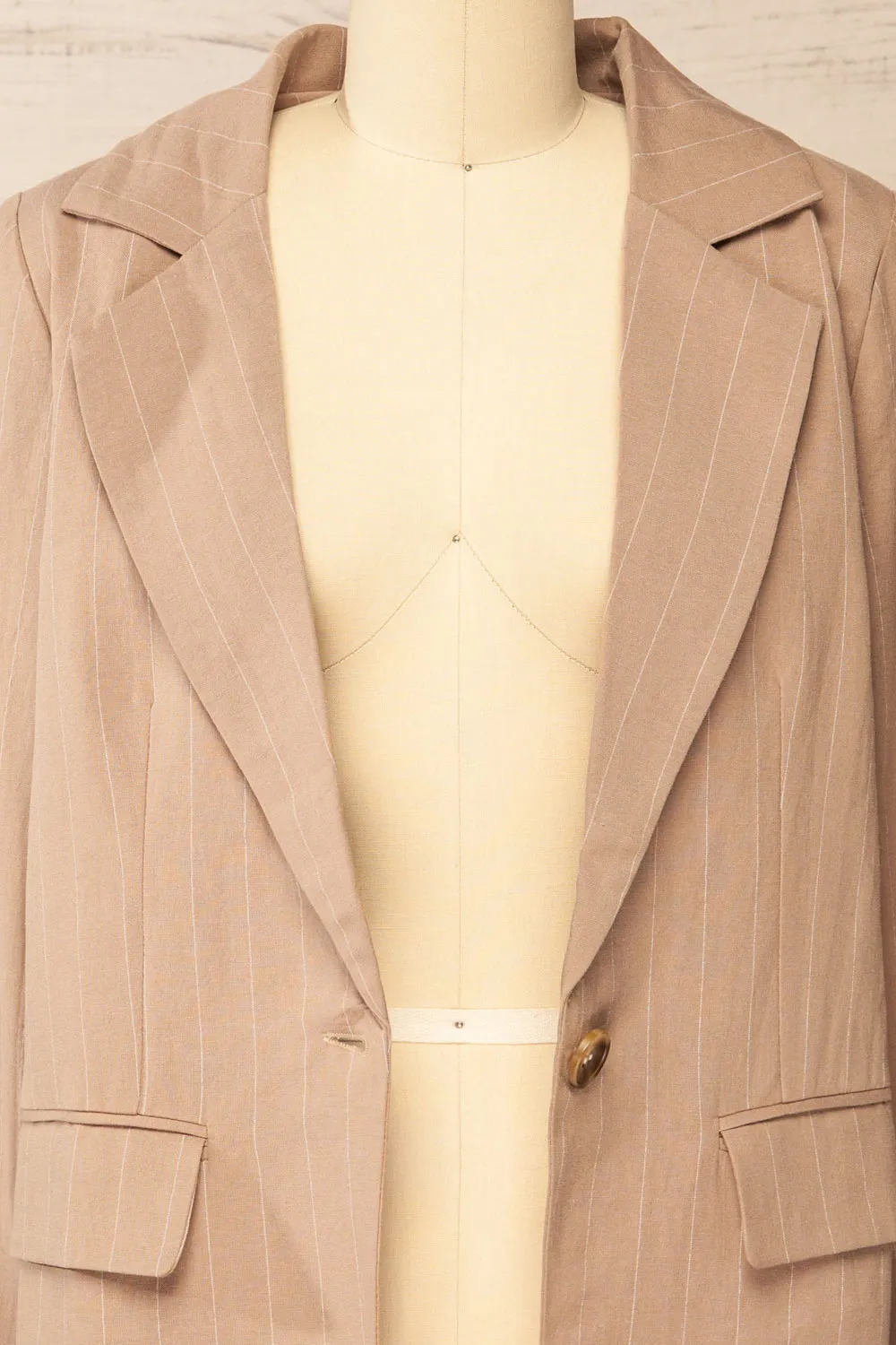Lethbridge | Taupe Blazer w/ White Stripes sold by Boutique 1861 product image thumbnail 2