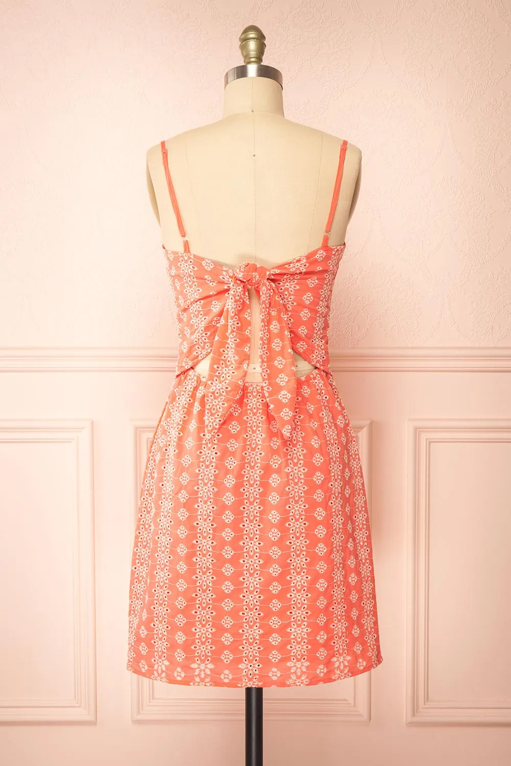 Midge | Tie-Back Short Coral Openwork Dress sold by Boutique 1861 product image thumbnail 3