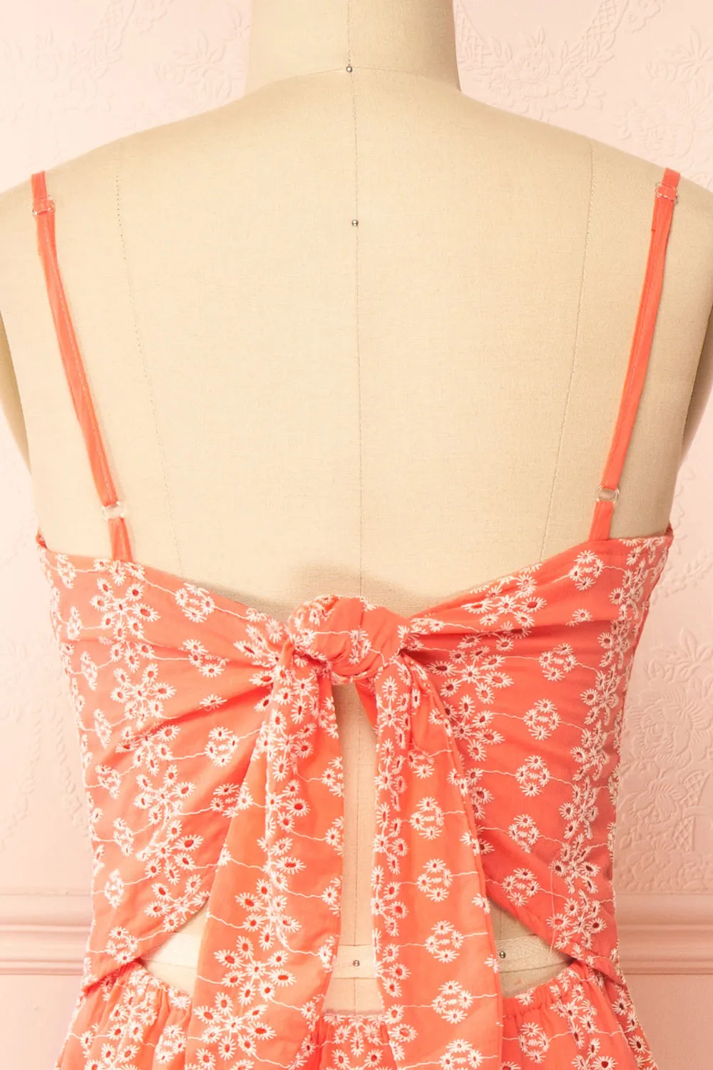 Midge | Tie-Back Short Coral Openwork Dress sold by Boutique 1861 product image thumbnail 2