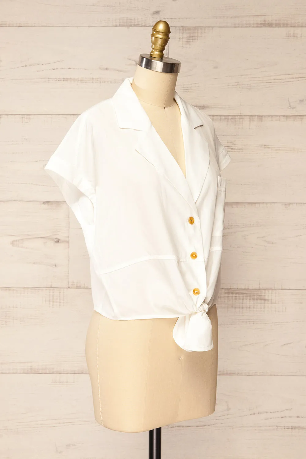Merempah White | Crop Top w/ Front Tie sold by Boutique 1861 product image thumbnail 3