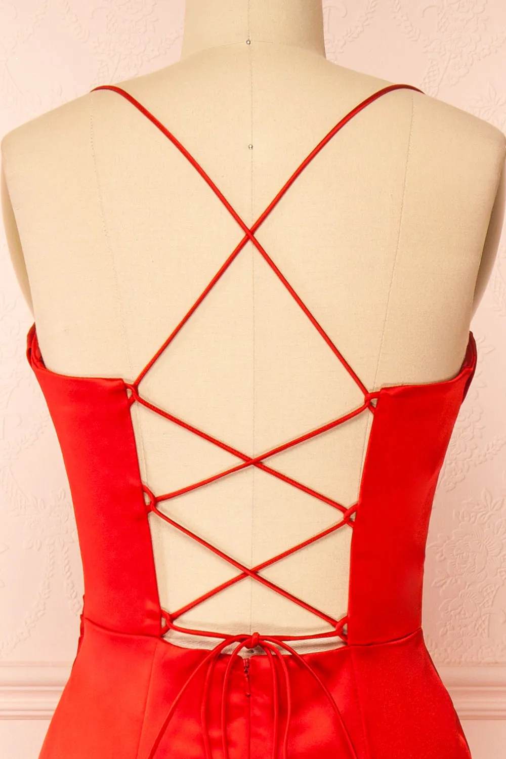 Kesha Red | Corset Cowl Neck Maxi Dress sold by Boutique 1861 product image thumbnail 5