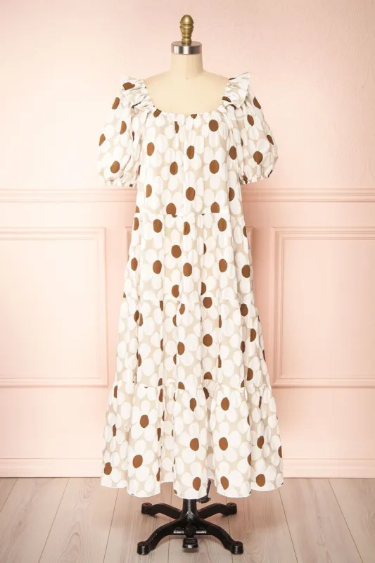 Jhune | Floral Midi Dress w/ Short Puff Sleeves sold by Boutique 1861