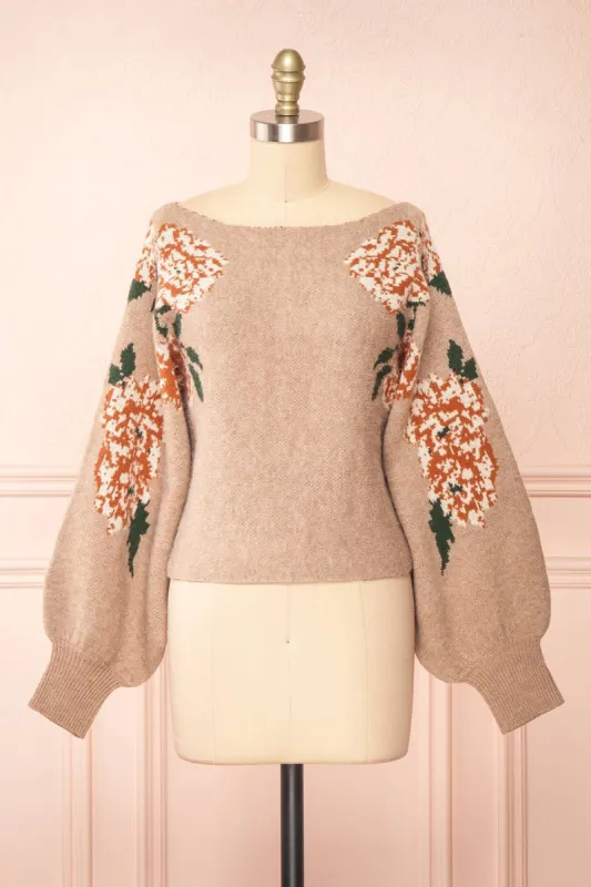 Hargeisa Taupe | Knit Sweater w/ Boat Neckline sold by Boutique 1861