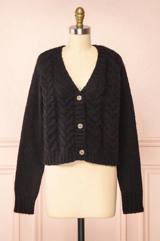 Antin Black | Knit Cardigan w/ Buttons sold by Boutique 1861
