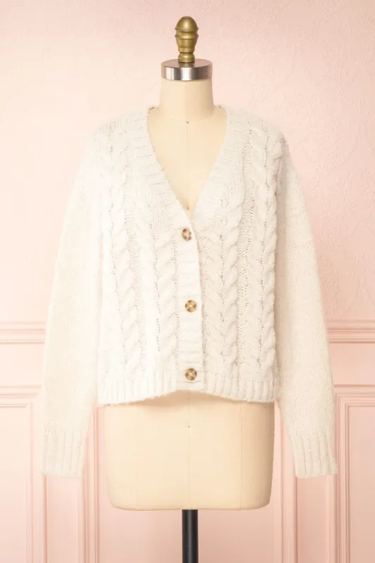 Antin Cream | Knit Cardigan w/ Buttons sold by Boutique 1861