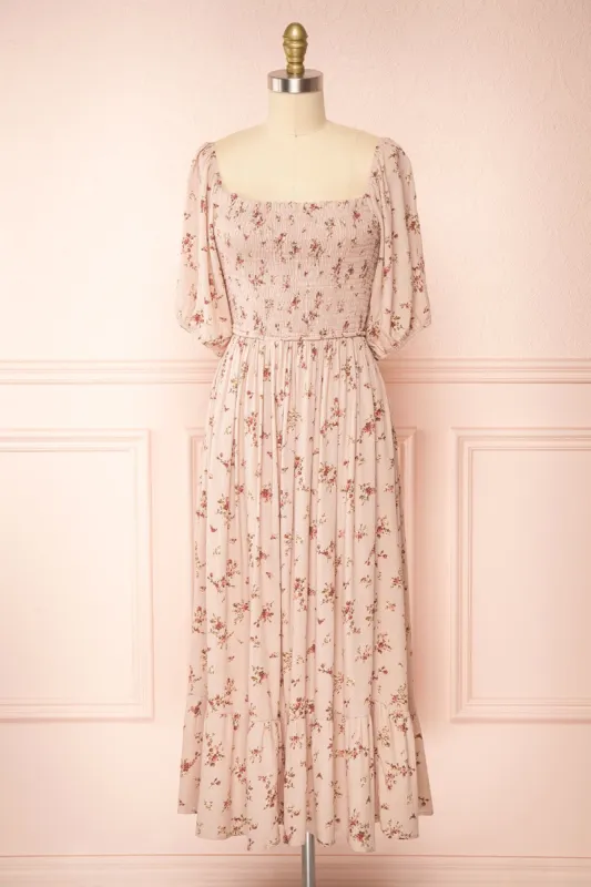 Alka | Square Neck Floral Midi Dress sold by Boutique 1861