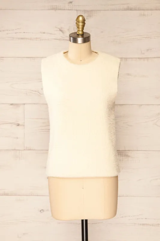 Yerevan | Cream Sleeveless Knit Sweater Vest sold by Boutique 1861
