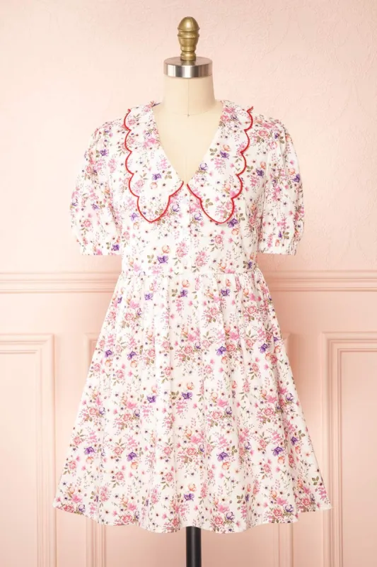 Crustalam | Floral Babydoll Dress w/ Scalloped Collar sold by Boutique 1861