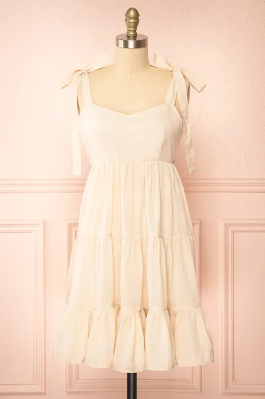 Kamet | Beige Beach Dress w/ Bow Straps sold by Boutique 1861