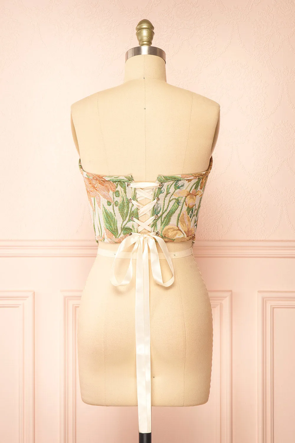Helicia | Floral Jacquard Cropped Corset sold by Boutique 1861 product image thumbnail 3