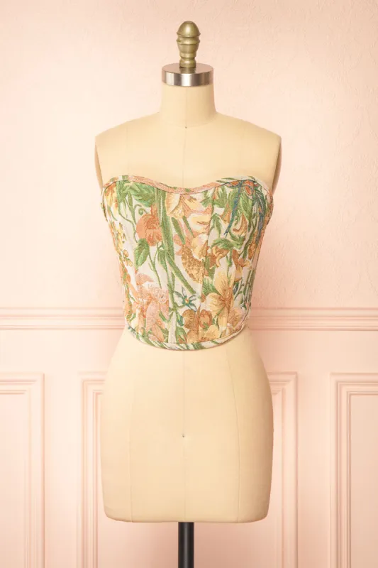 Helicia | Floral Jacquard Cropped Corset sold by Boutique 1861