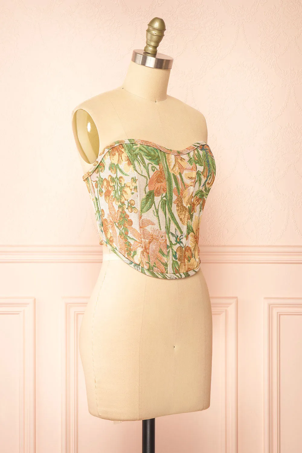 Helicia | Floral Jacquard Cropped Corset sold by Boutique 1861 product image thumbnail 5