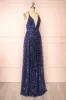 Tyffen Navy | Navy Sequin Maxi Dress sold by Boutique 1861