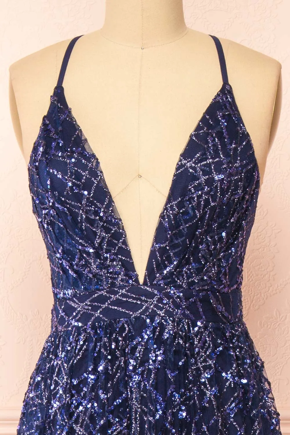 Tyffen Navy | Navy Sequin Maxi Dress sold by Boutique 1861 product image thumbnail 4